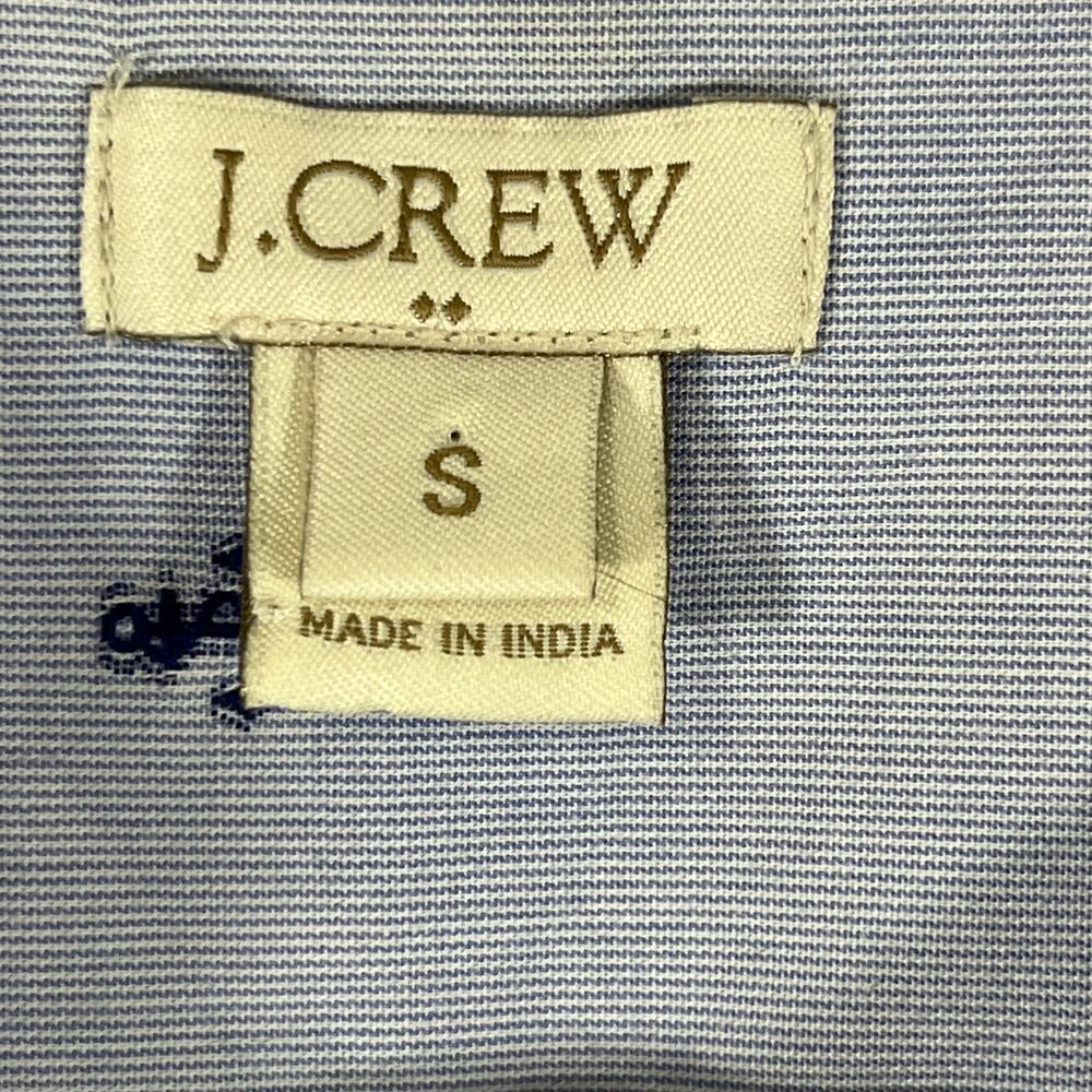 J. Crew Women's Cotton Shirt Light Blue with Navy Anchors Fine Stripe - Picture 6 of 7